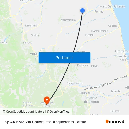 Sp.44 Bivio Via Galletti to Acquasanta Terme map