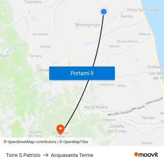 Torre S.Patrizio to Acquasanta Terme map