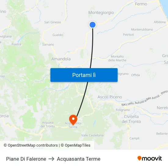 Piane Di Falerone to Acquasanta Terme map