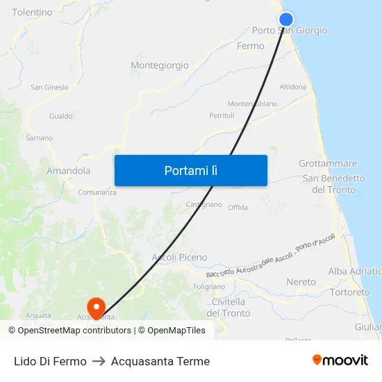 Lido Di Fermo to Acquasanta Terme map