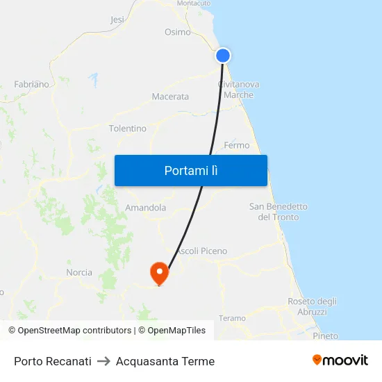 Porto Recanati to Acquasanta Terme map