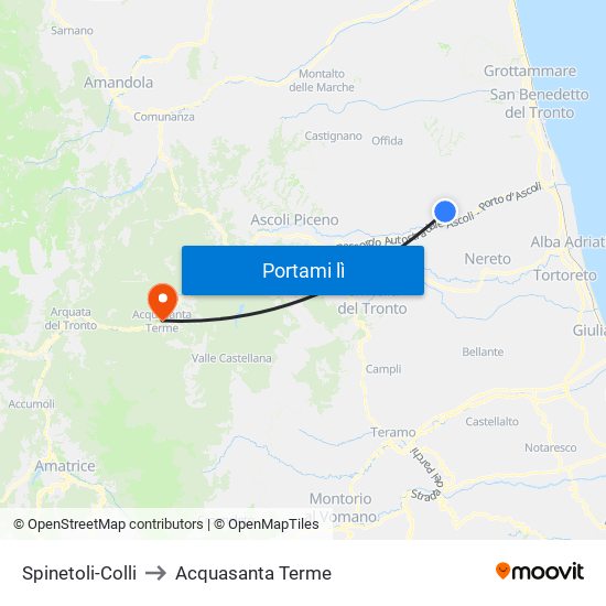 Spinetoli-Colli to Acquasanta Terme map