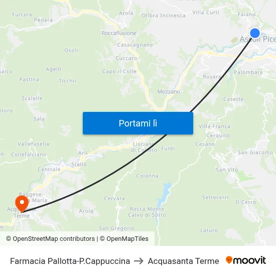 Farmacia Pallotta-P.Cappuccina to Acquasanta Terme map