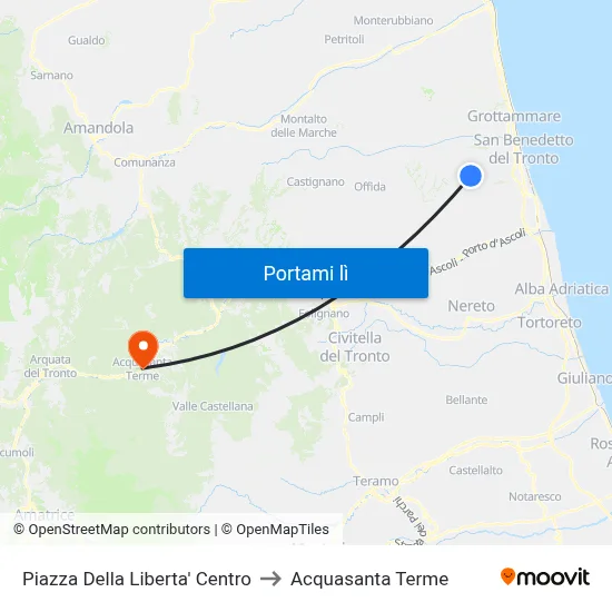 Piazza Della Liberta' Centro to Acquasanta Terme map