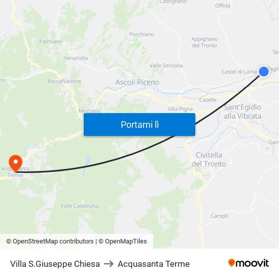 Villa S.Giuseppe Chiesa to Acquasanta Terme map