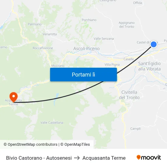 Bivio Castorano - Autosenesi to Acquasanta Terme map