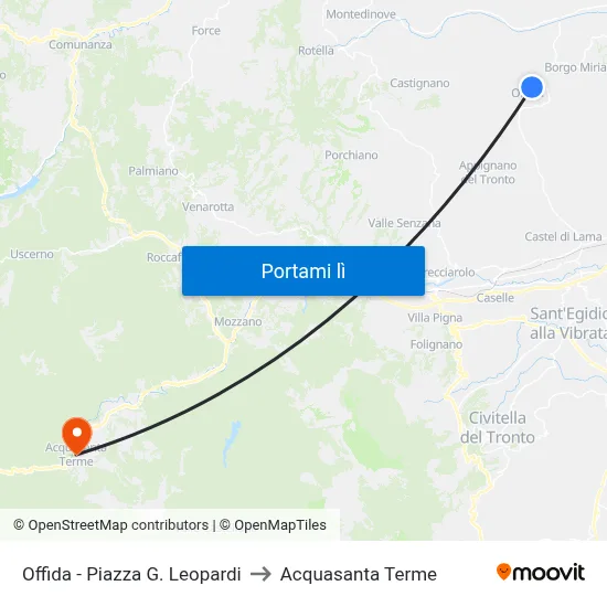 Offida - Piazza G. Leopardi to Acquasanta Terme map