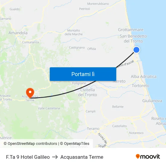 F.Ta 9 Hotel Galileo to Acquasanta Terme map