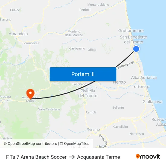 F.Ta 7 Arena Beach Soccer to Acquasanta Terme map