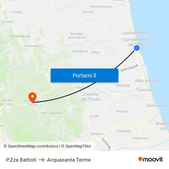 P.Zza Battisti to Acquasanta Terme map