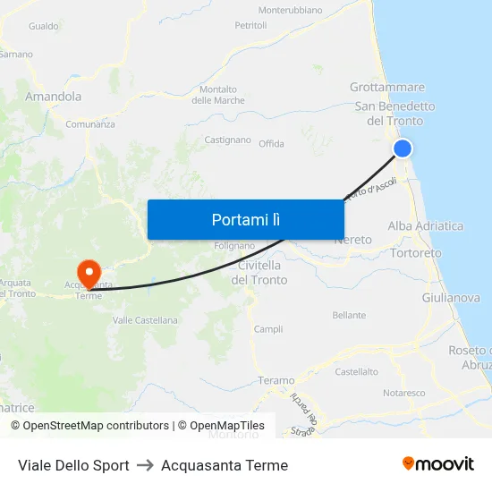 Viale Dello Sport to Acquasanta Terme map