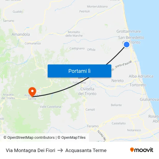 Via Montagna Dei Fiori to Acquasanta Terme map