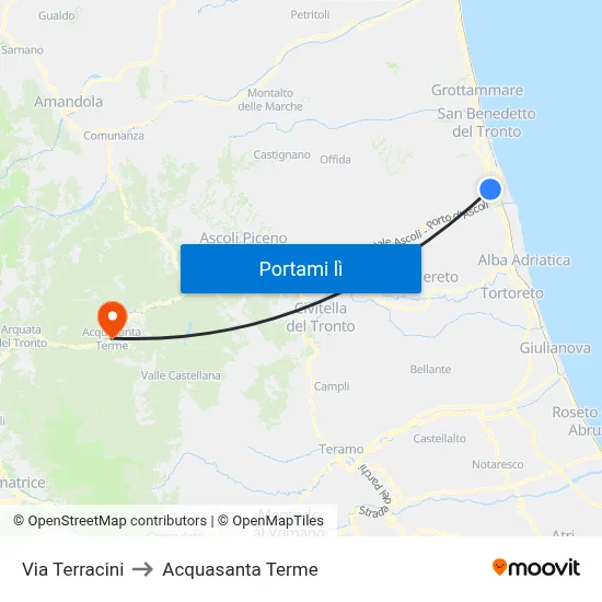 Via Terracini to Acquasanta Terme map