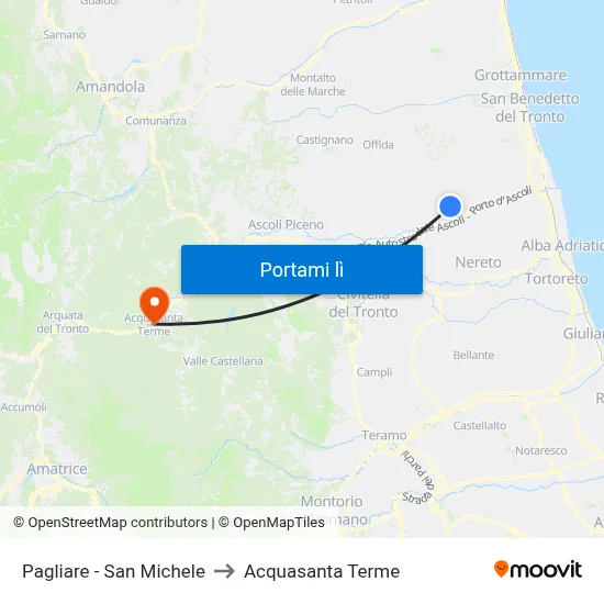 Pagliare - San Michele to Acquasanta Terme map