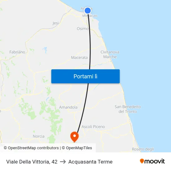 Viale Della Vittoria, 42 to Acquasanta Terme map