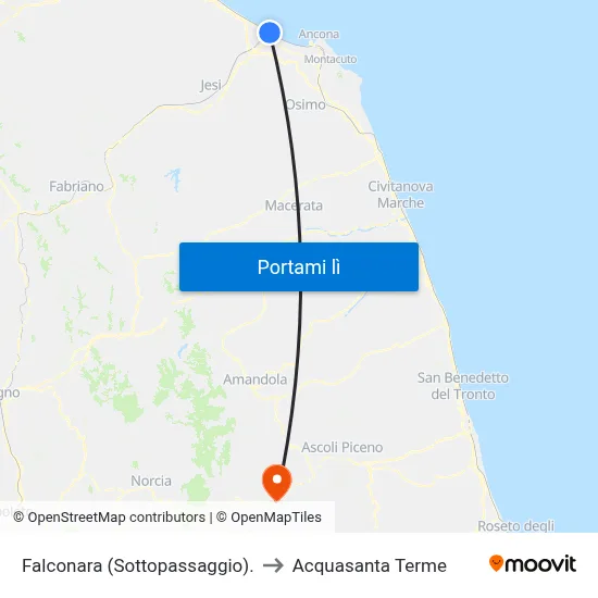 Falconara (Sottopassaggio). to Acquasanta Terme map