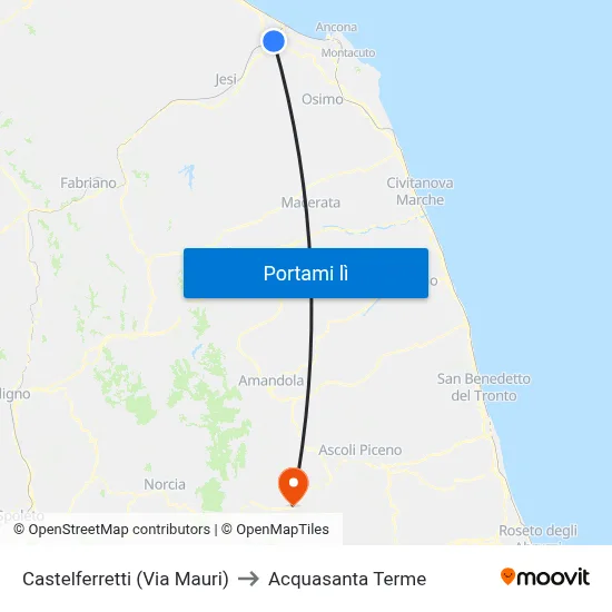 Castelferretti (Via Mauri) to Acquasanta Terme map