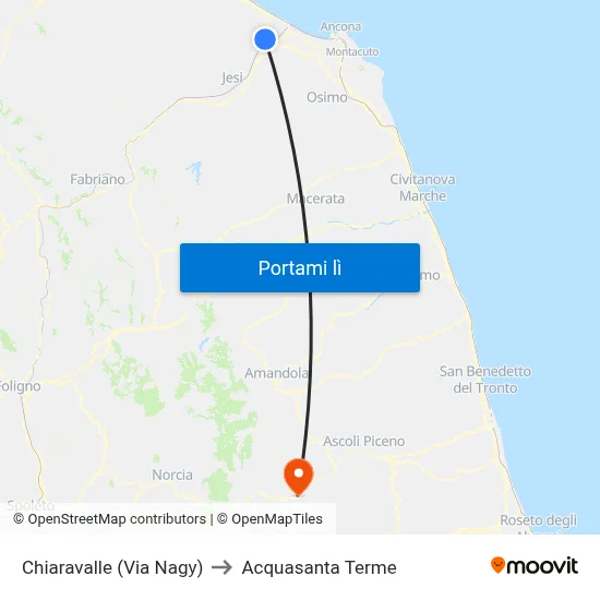 Chiaravalle (Via Nagy) to Acquasanta Terme map