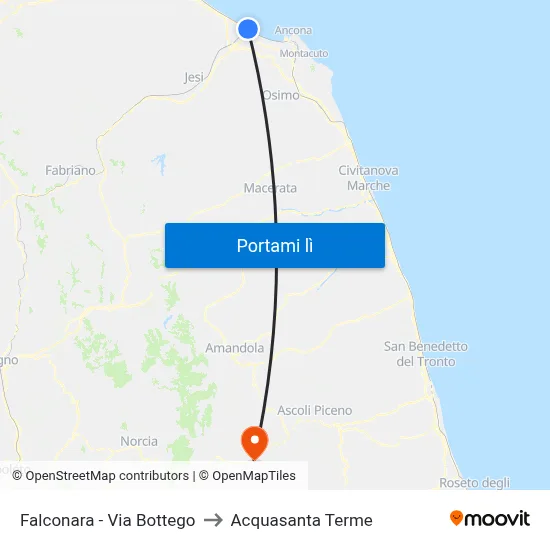 Falconara - Via Bottego to Acquasanta Terme map