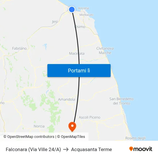 Falconara (Via Ville 24/A) to Acquasanta Terme map