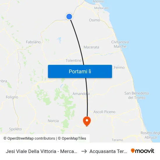 Jesi Viale Della Vittoria - Mercantini to Acquasanta Terme map