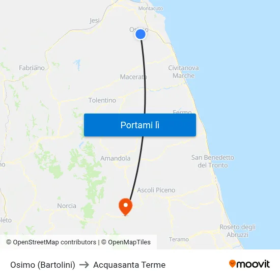 Osimo (Bartolini) to Acquasanta Terme map