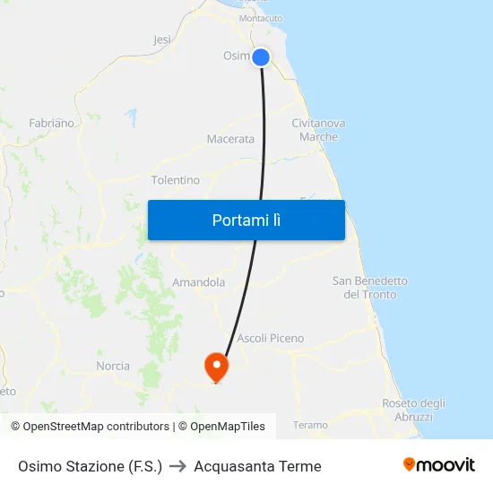 Osimo Stazione (F.S.) to Acquasanta Terme map
