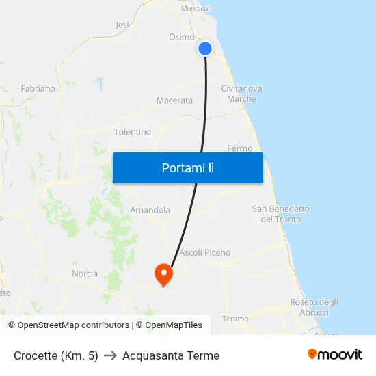 Crocette (Km. 5) to Acquasanta Terme map