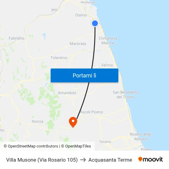 Villa Musone  (Via Rosario 105) to Acquasanta Terme map