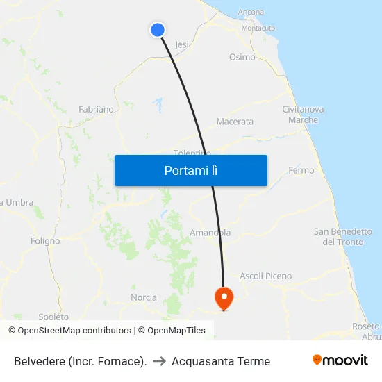 Belvedere (Incr. Fornace). to Acquasanta Terme map