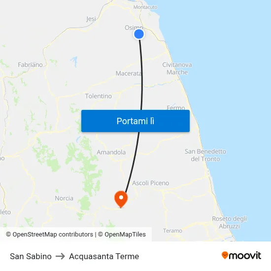San Sabino to Acquasanta Terme map
