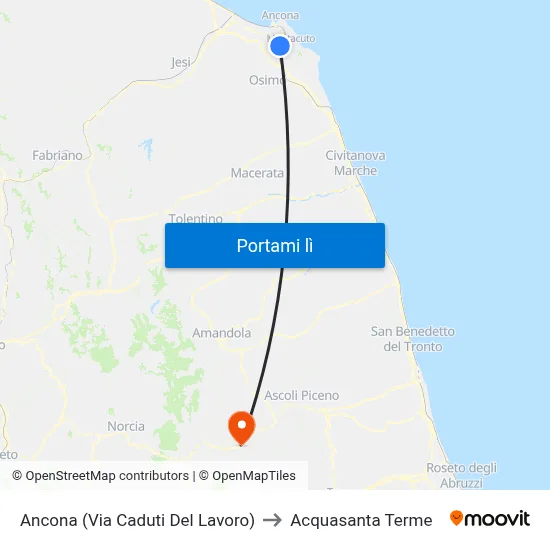 Ancona (Via Caduti Del Lavoro) to Acquasanta Terme map