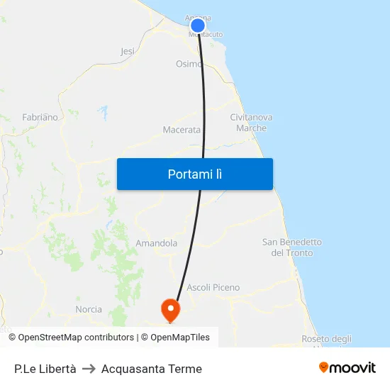 P.Le Libertà to Acquasanta Terme map