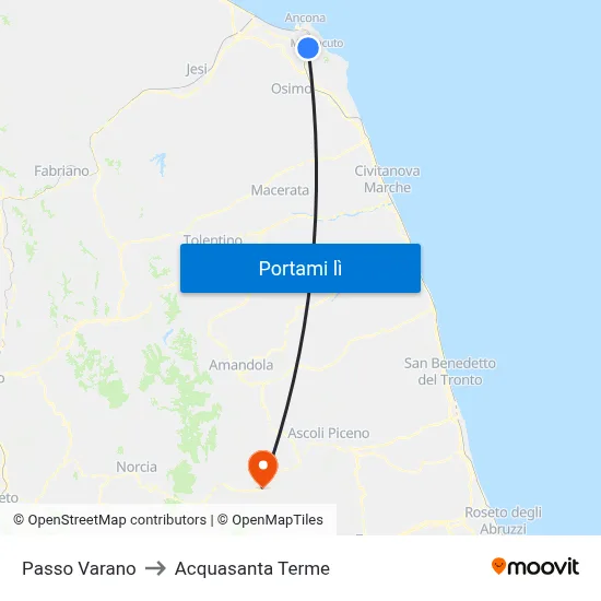 Passo Varano to Acquasanta Terme map
