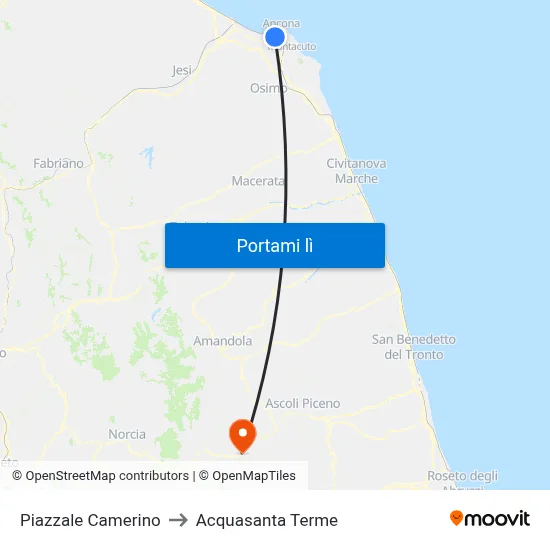 Piazzale Camerino to Acquasanta Terme map