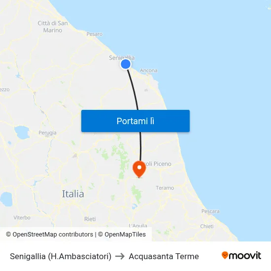 Senigallia (H.Ambasciatori) to Acquasanta Terme map
