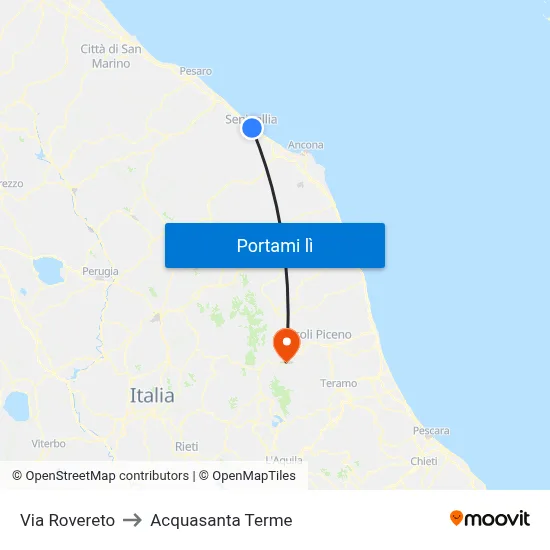 Via Rovereto to Acquasanta Terme map