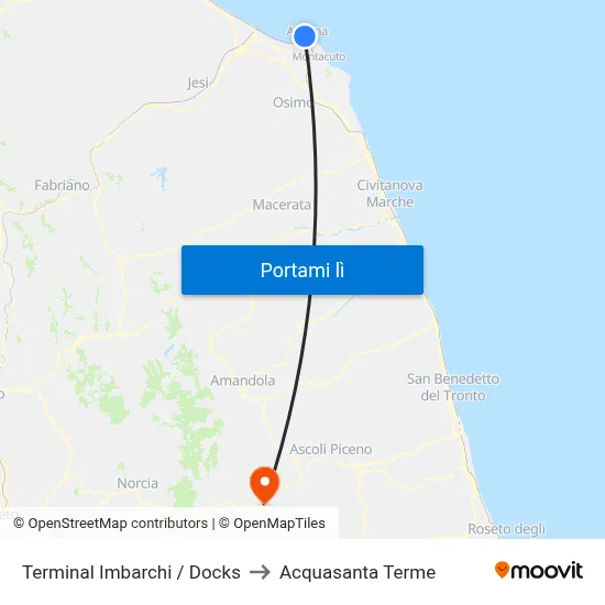 Terminal Imbarchi / Docks to Acquasanta Terme map