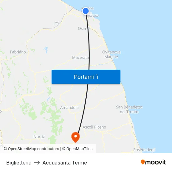 Biglietteria to Acquasanta Terme map