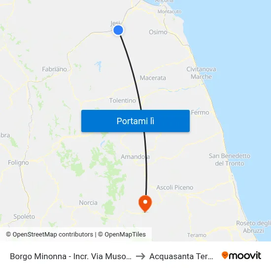 Borgo Minonna - Incr. Via Musone to Acquasanta Terme map