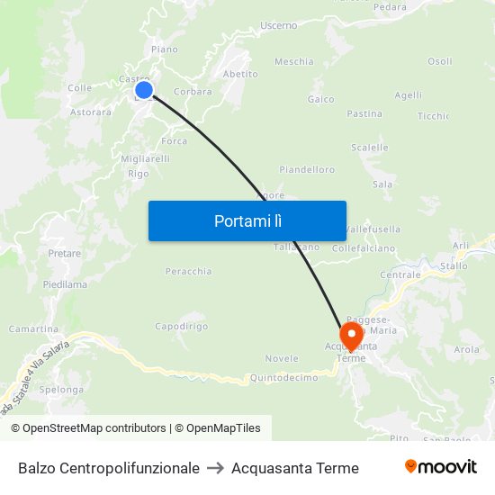 Balzo Centropolifunzionale to Acquasanta Terme map