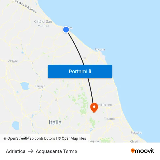 Adriatica to Acquasanta Terme map