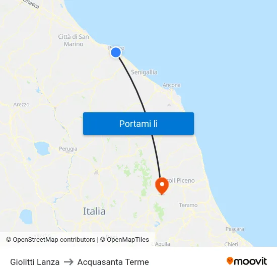 Giolitti Lanza to Acquasanta Terme map