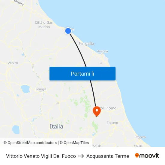 Vittorio Veneto Vigili Del Fuoco to Acquasanta Terme map