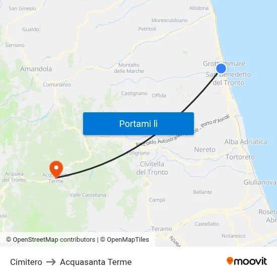 Cimitero to Acquasanta Terme map