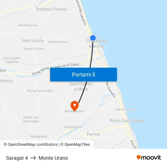 Saragat 4 to Monte Urano map