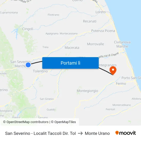 San Severino - Localit Taccoli Dir. Tol to Monte Urano map