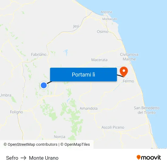 Sefro to Monte Urano map