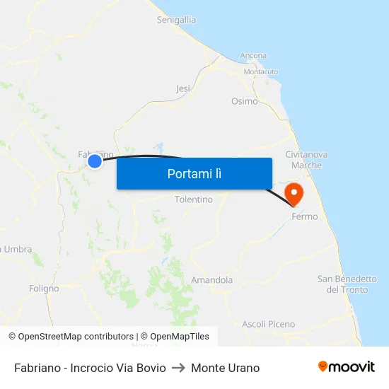 Fabriano - Incrocio Via Bovio to Monte Urano map