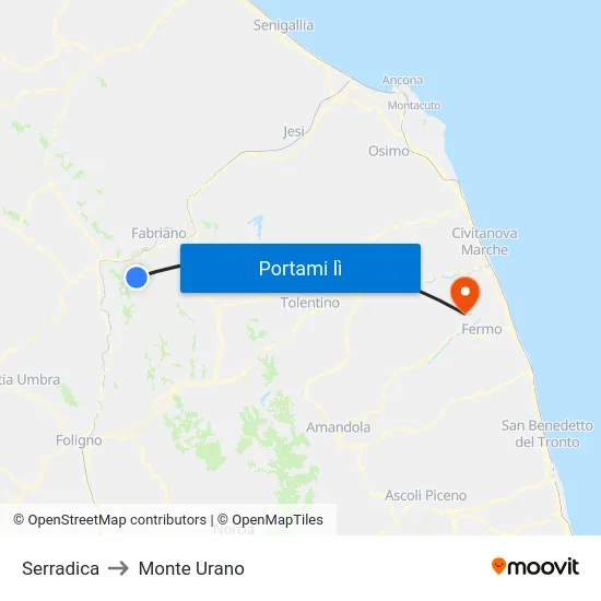 Serradica to Monte Urano map